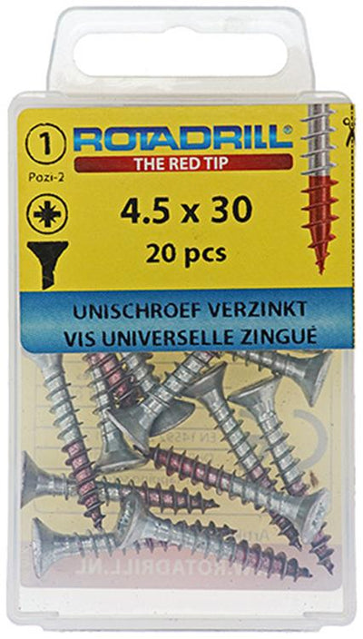 Rotadrill 1039781 - vis universelle vk pzd vz 4,5x30mm (20) | 6 pièces