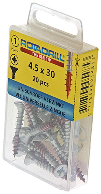 Rotadrill 1039781 - vis universelle vk pzd vz 4,5x30mm (20) | 6 pièces