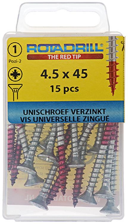 Rotadrill 1039782 - vis universelle vk pzd vz 4,5x45mm (15) | 6 pièces
