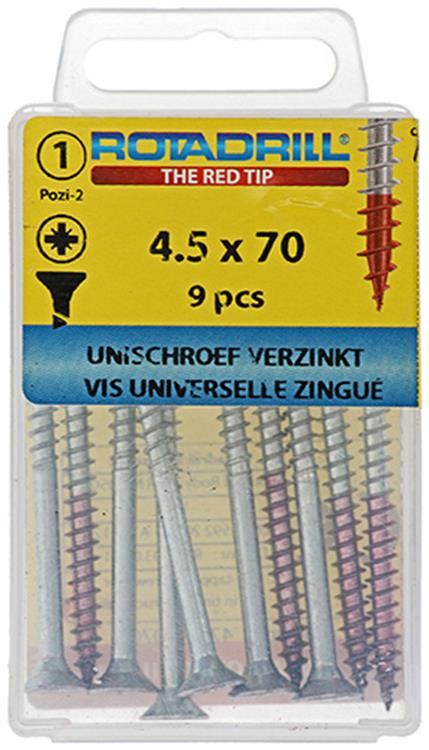 Rotadrill 1039784 - vis universelle vk pzd vz 4,5x70mm (9) | 6 pièces