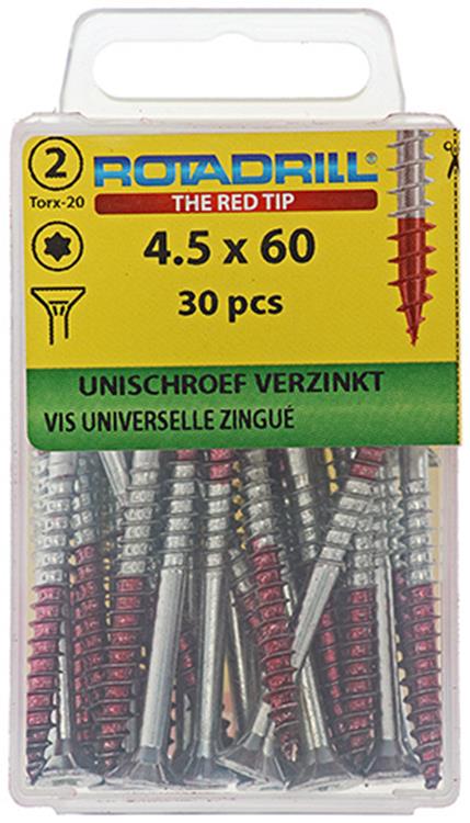 Rotadrill 1039945 - vis universelle vktx vz 4,5x60mm (30) | 6 pièces