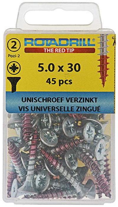 Rotadrill 1039807 - vis universelle vk pzd vz 5,0x30mm (45) | 6 pièces