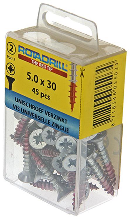 Rotadrill 1039807 - vis universelle vk pzd vz 5,0x30mm (45) | 6 pièces