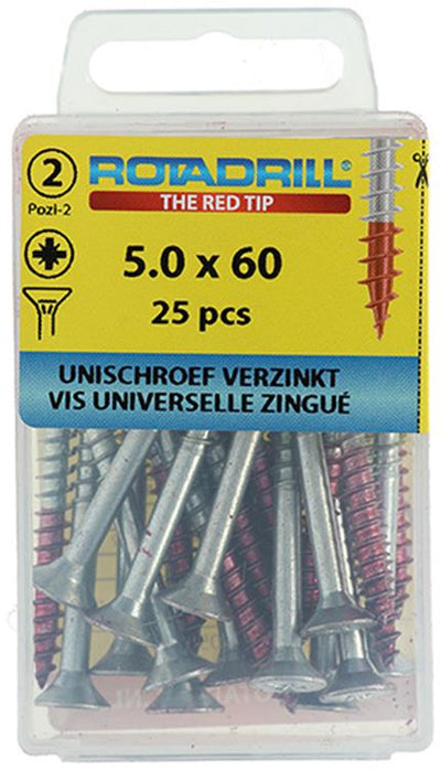 Rotadrill 1039810 - vis universelle vk pzd vz 5.0x60mm (25) | 6 pièces