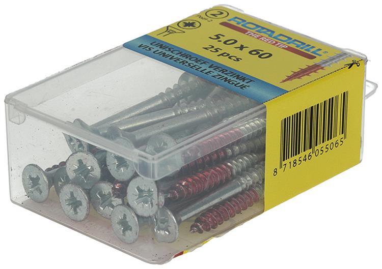 Rotadrill 1039810 - vis universelle vk pzd vz 5.0x60mm (25) | 6 pièces