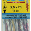 Rotadrill 1039811 - vis universelle vk pzd vz 5,0x70mm (18) | 6 pièces
