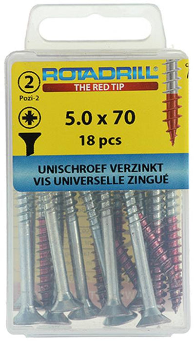 Rotadrill 1039811 - vis universelle vk pzd vz 5,0x70mm (18) | 6 pièces
