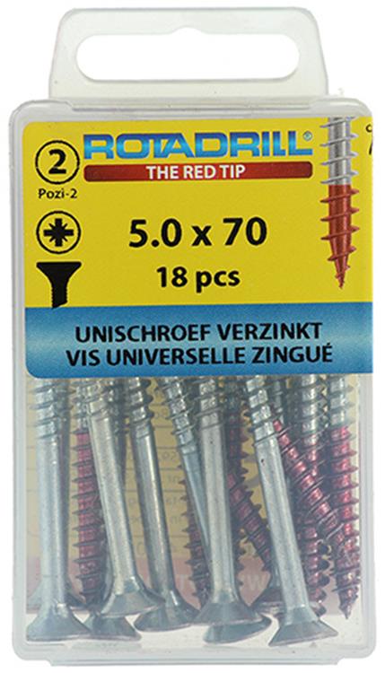 Rotadrill 1039811 - vis universelle vk pzd vz 5,0x70mm (18) | 6 pièces