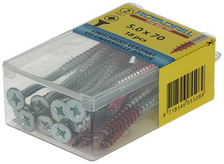 Rotadrill 1039811 - vis universelle vk pzd vz 5,0x70mm (18) | 6 pièces