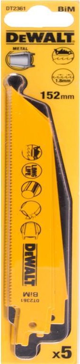 Dewalt dt2361-qz - lame de scie pour scie alternative - 152 mm - bimétallique - coupe rapide du métal