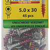Rotadrill 1039947 - vis universelle vktx vz 5,0x30mm (45) | 6 pièces