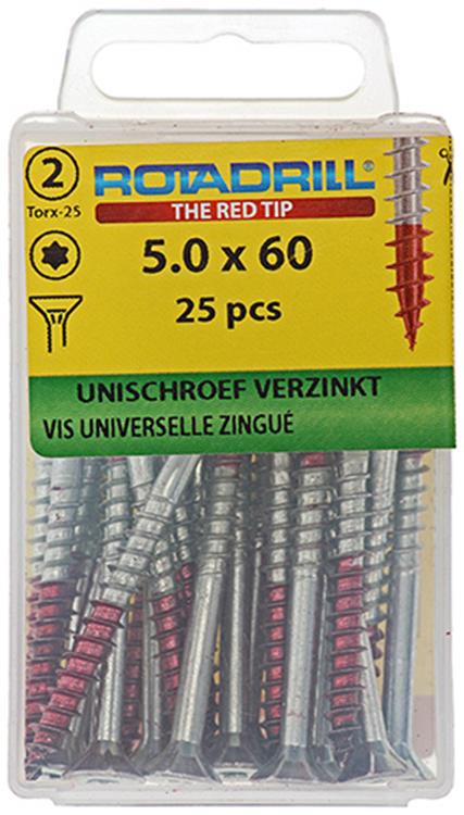 Rotadrill 1039950 - vis universelle vktx vz 5,0x60mm (25) | 6 pièces