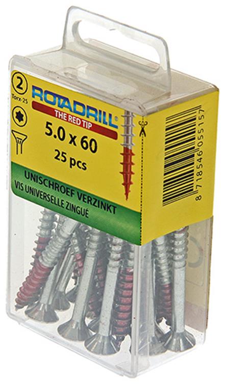 Rotadrill 1039950 - vis universelle vktx vz 5,0x60mm (25) | 6 pièces