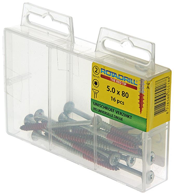 Rotadrill 1039952 - vis universelle vktx vz 5,0x80mm (16) | 6 pièces