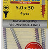 Rotadrill 1039861 - vis universelle vk pzd inox-a2 5.0x50mm (4) | 6 pièces