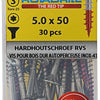 Rotadrill 1039904 - vis bois dur autotaraudeuse sppls.acier inoxydable t25 5.0x50mm (30) | 6 pièces