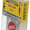Rotadrill 1039862 - vis universelle vk pzd inox-a2 5.0x60mm (4) | 6 pièces