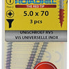 Rotadrill 1039863 - vis universelle vk pzd inox-a2 5.0x70mm (3) | 6 pièces
