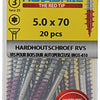 Rotadrill 1039906 - vis bois dur autotaraudeuse sppls.acier inoxydable t25 5.0x70mm (20) | 6 pièces