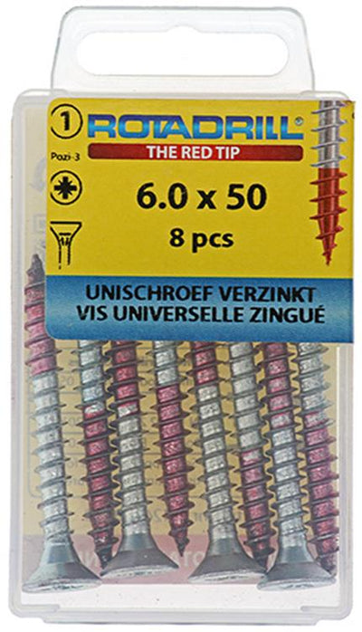 Rotadrill 1039786 - vis universelle vk pzd vz 6,0x50mm (8) | 6 pièces