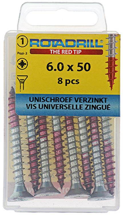 Rotadrill 1039786 - vis universelle vk pzd vz 6,0x50mm (8) | 6 pièces