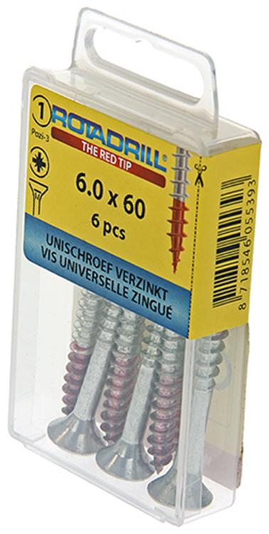 Rotadrill 1039787 - vis universelle vk pzd vz 6,0x60mm (6) | 6 pièces