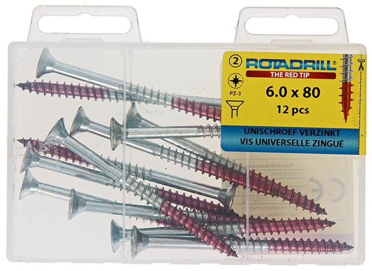 Rotadrill 1039823 - vis universelle vk pzd vz 6,0x80mm (12) | 6 pièces