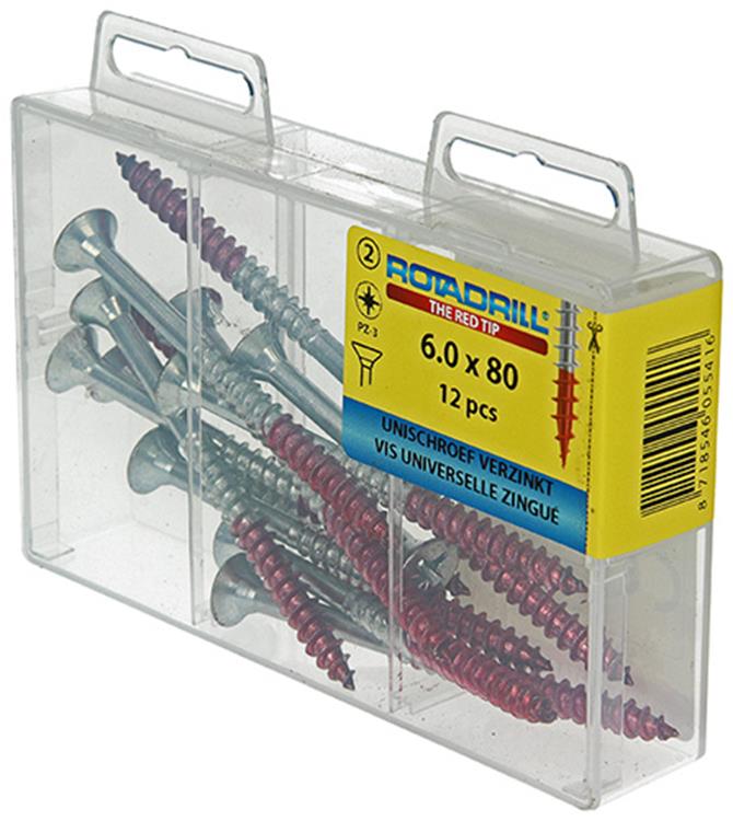 Rotadrill 1039823 - vis universelle vk pzd vz 6,0x80mm (12) | 6 pièces