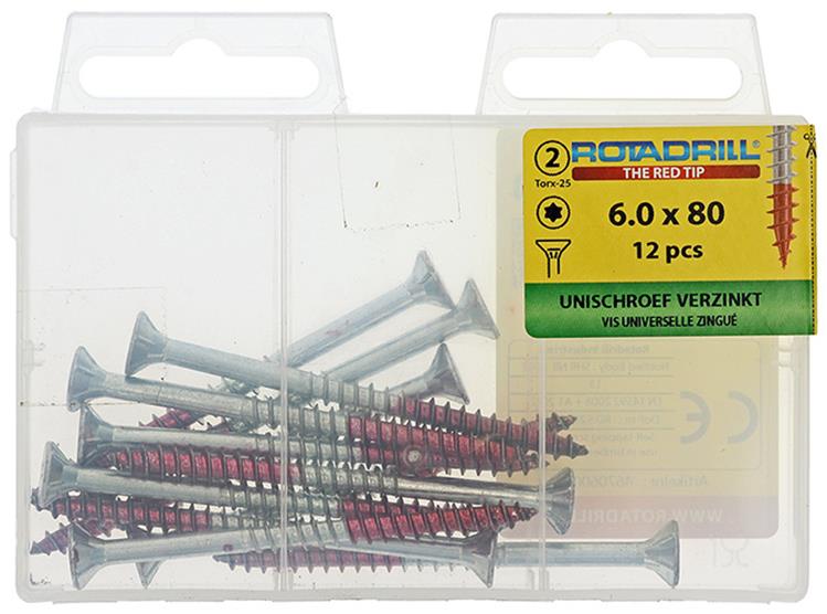 Rotadrill 1039955 - vis universelle vktx vz 6,0x80mm (12) | 6 pièces