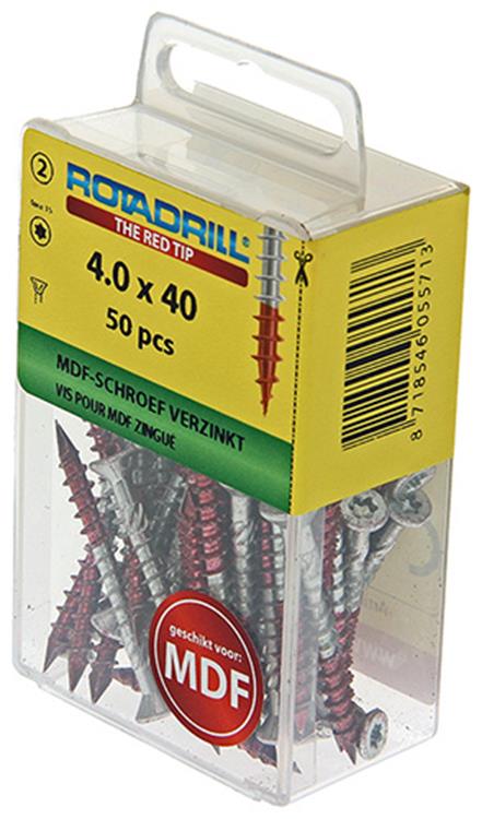 Rotadrill 1039912 - Vis MDF 75°-vk tx vz 4.0x40mm (50) | 6 pièces