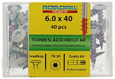 Rotadrill 1040019 - vis de fixation de jardin ar-coating tx 6.0x40mm (40) | 4 pièces