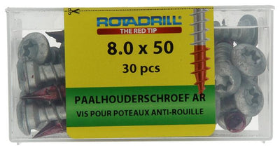 Rotadrill 1040020 - vis porte poteau ar-coating tx 8.0x50mm (30) | 4 pièces