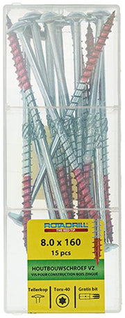 Rotadrill 1040018 - vis pour construction en bois tête bombée vz tx 8,0x160mm (15) | 4 pièces - afbeelding 2
