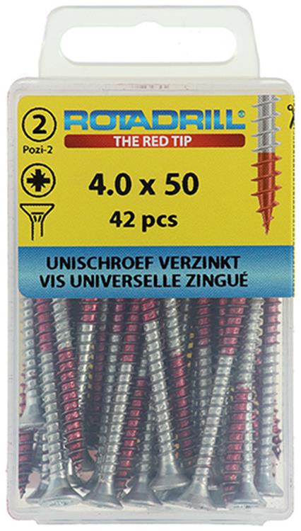 Rotadrill 1039802 - vis universelle vk pzd vz 4,0x50mm (42) | 6 pièces