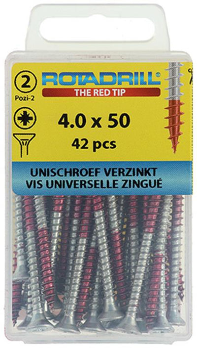 Rotadrill 1039802 - vis universelle vk pzd vz 4,0x50mm (42) | 6 pièces