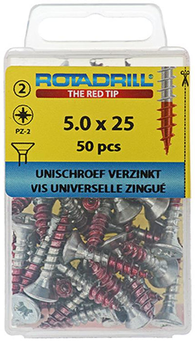 Rotadrill 1039806 - vis universelle vk pzd vz 5.0x25mm (50) | 6 pièces
