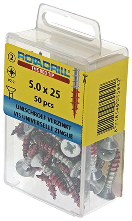 Rotadrill 1039806 - vis universelle vk pzd vz 5.0x25mm (50) | 6 pièces