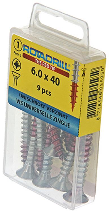 Rotadrill 1039785 - vis universelle vk pzd vz 6,0x40mm (9) | 6 pièces