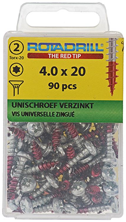 Rotadrill 1039933 - vis universelle vktx vz 4,0x20mm (90) | 6 pièces