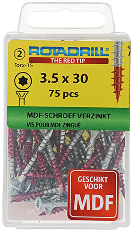 Rotadrill 1039909 - Vis MDF 75°-vk tx vz 3.5x30mm (75) | 6 pièces