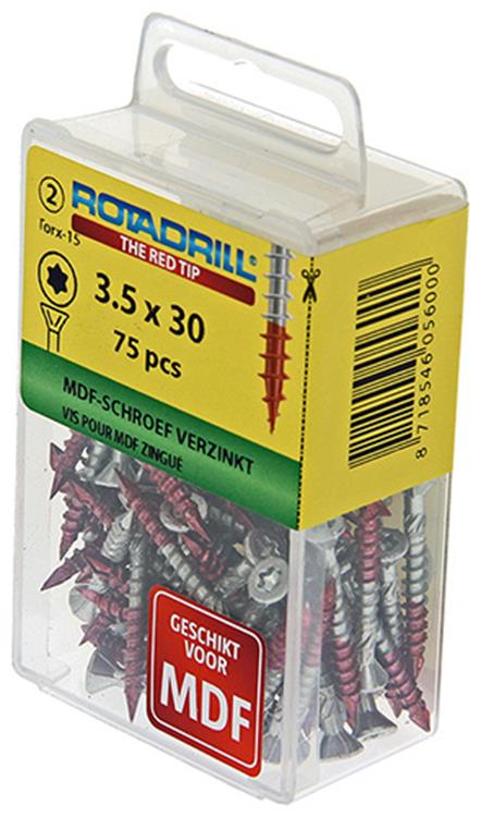 Rotadrill 1039909 - Vis MDF 75°-vk tx vz 3.5x30mm (75) | 6 pièces
