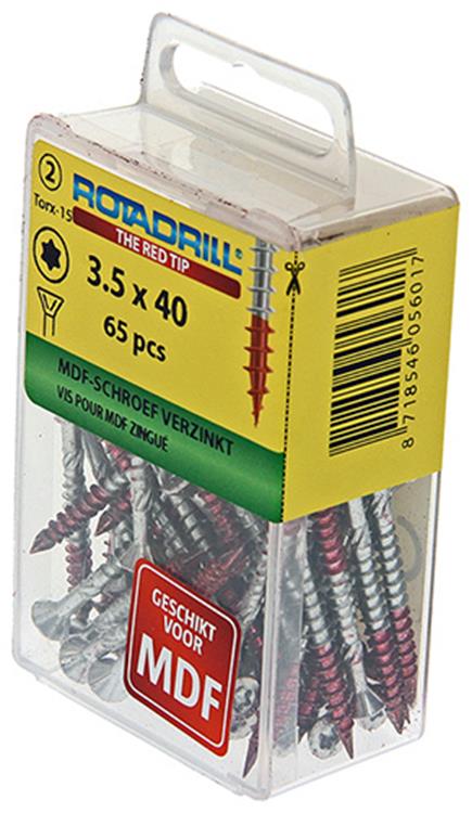 Rotadrill 1039910 - Vis MDF 75°-vk tx vz 3.5x40mm (65) | 6 pièces
