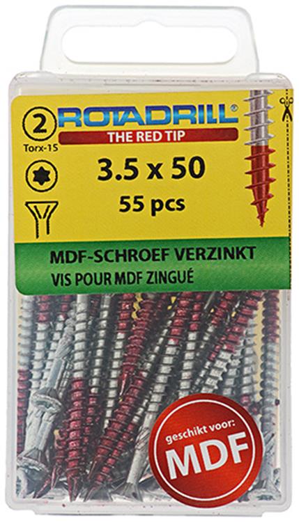 Rotadrill 1039911 - Vis MDF 75°-vk tx vz 3,5x50mm (55) | 6 pièces