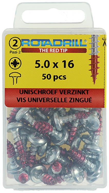 Rotadrill 1039831 - vis universelle ck pzd vz 5.0x16mm (50) | 6 pièces
