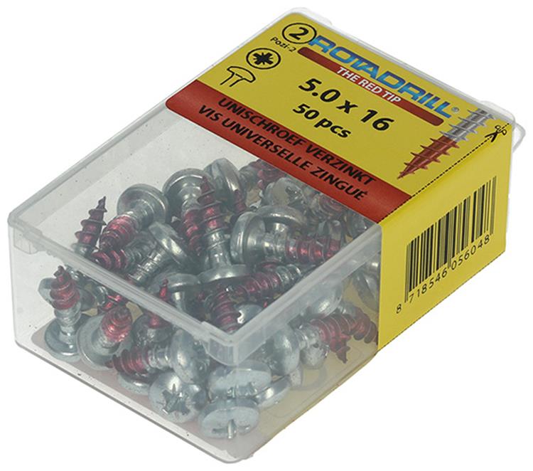 Rotadrill 1039831 - vis universelle ck pzd vz 5.0x16mm (50) | 6 pièces