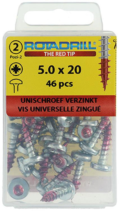 Rotadrill 1039832 - vis universelle ck pzd vz 5.0x20mm (46) | 6 pièces