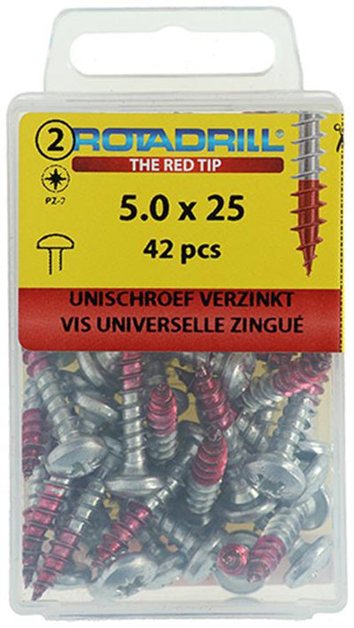 Rotadrill 1039833 - vis universelle ck pzd vz 5.0x25mm (42) | 6 pièces