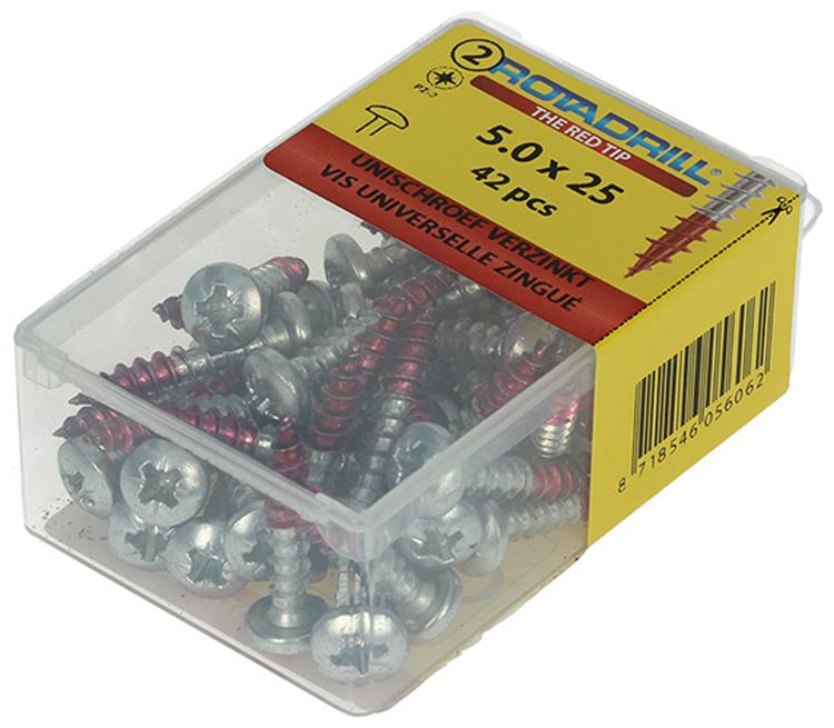 Rotadrill 1039833 - vis universelle ck pzd vz 5.0x25mm (42) | 6 pièces