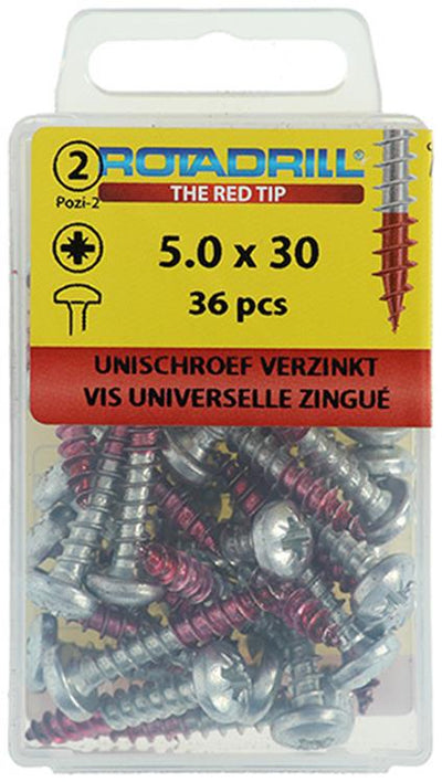 Rotadrill 1039834 - vis universelle ck pzd vz 5.0x30mm (36) | 6 pièces