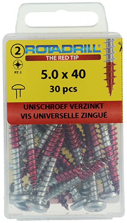 Rotadrill 1039835 - vis universelle ck pzd vz 5.0x40mm (30) | 6 pièces